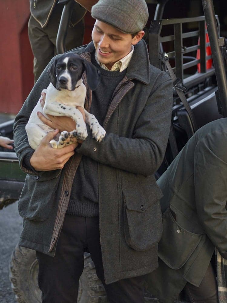 Burley Chevalite Wool Coat Men Dark Green Melange, view: 1