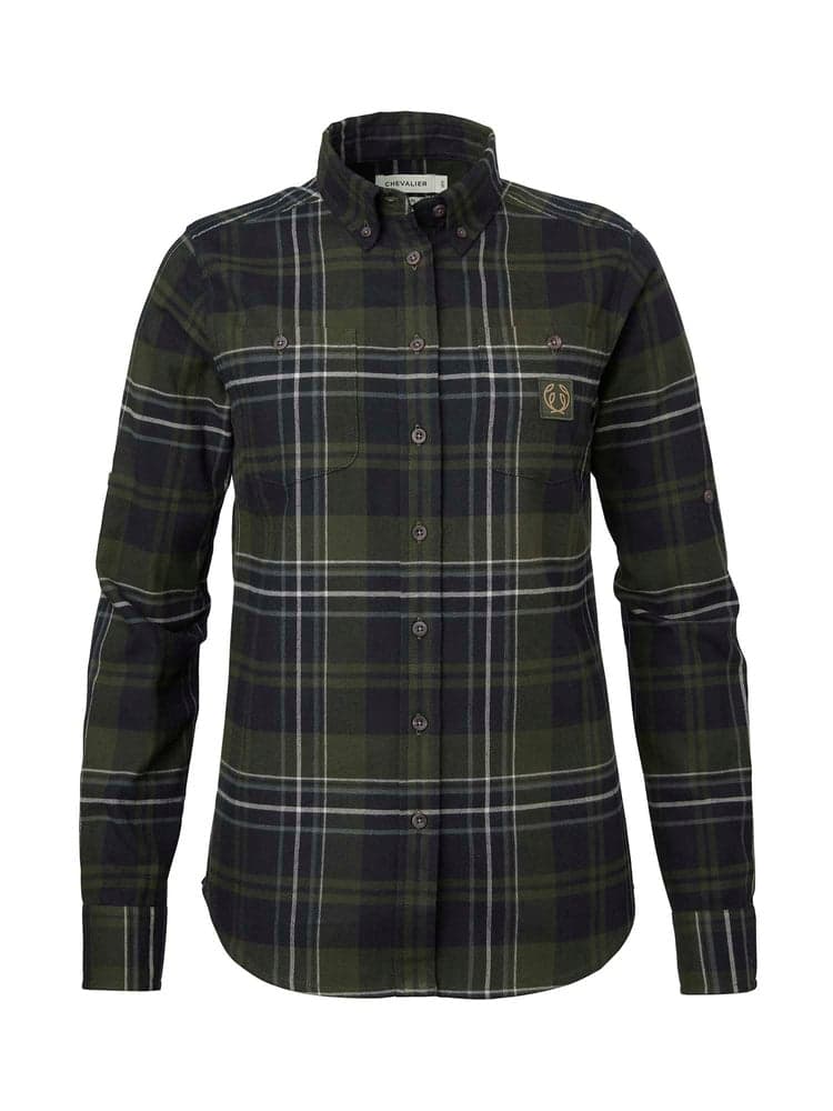 Heron Flannel Shirt Women October Green Checked, view: 0