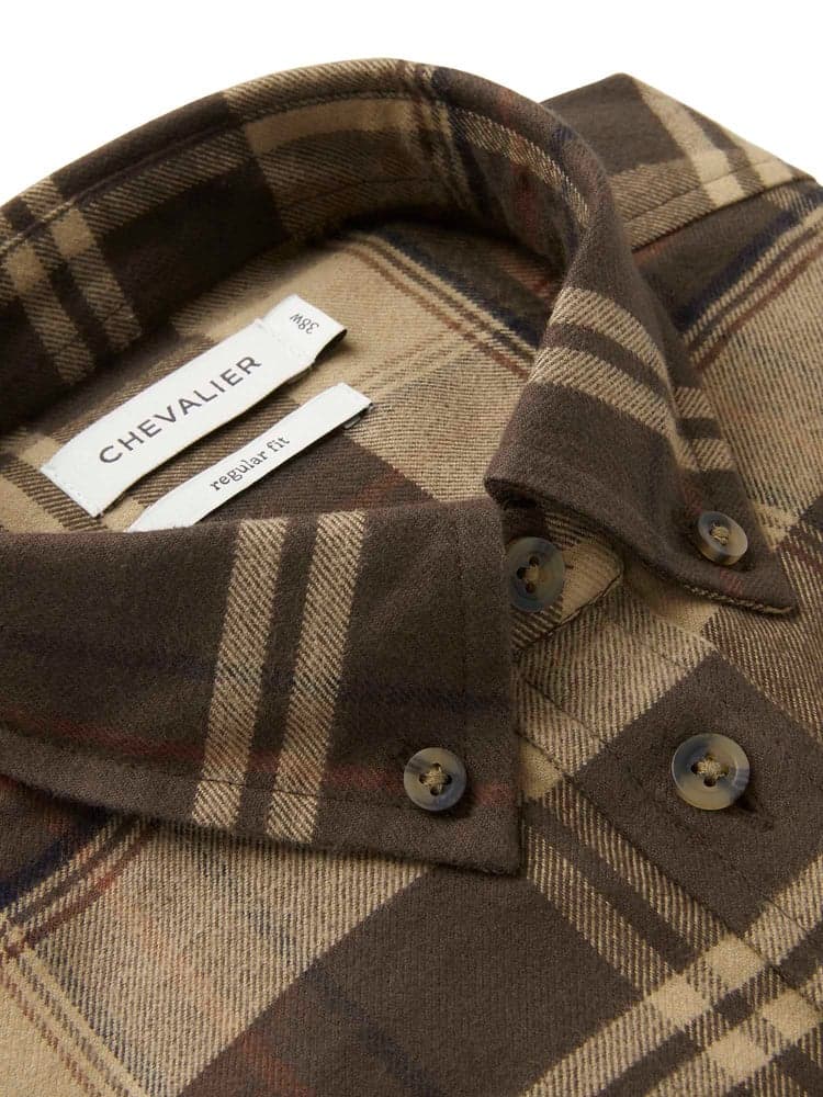 Heron Flannel Shirt Women Soil Brown Checked, view: 2