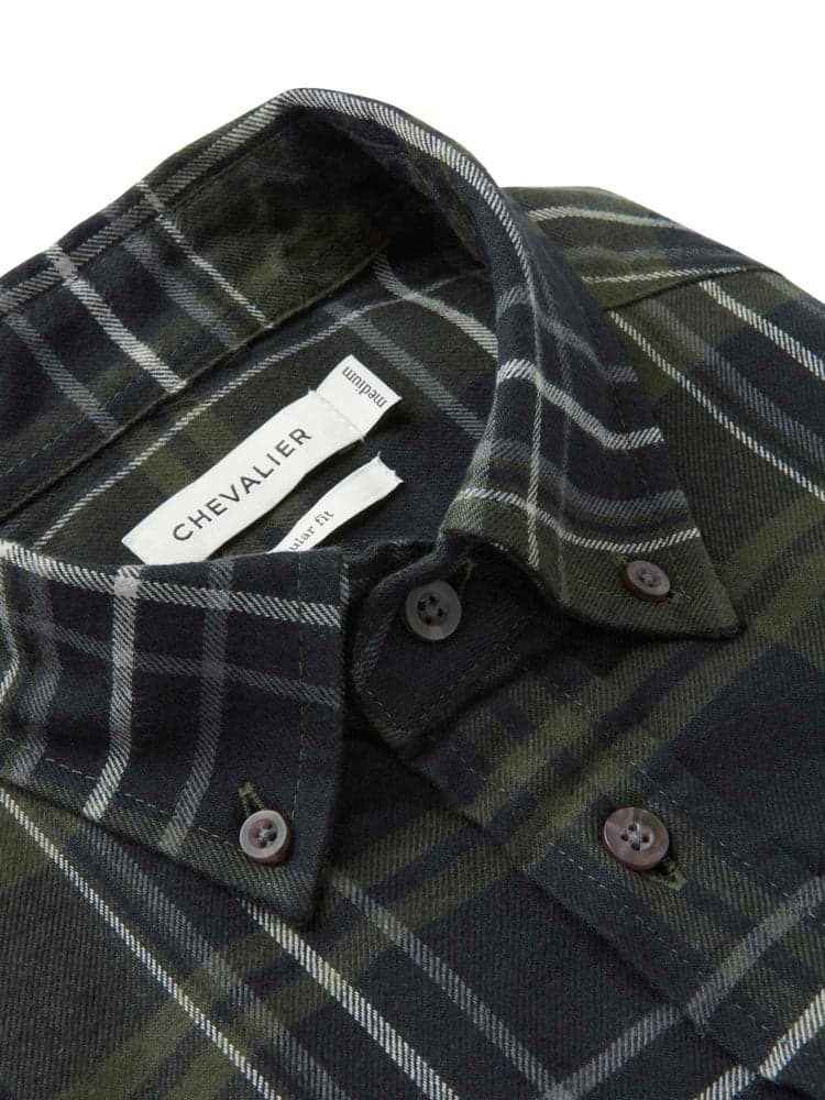Heron Flannel Shirt Men October Green Checked, view: 3