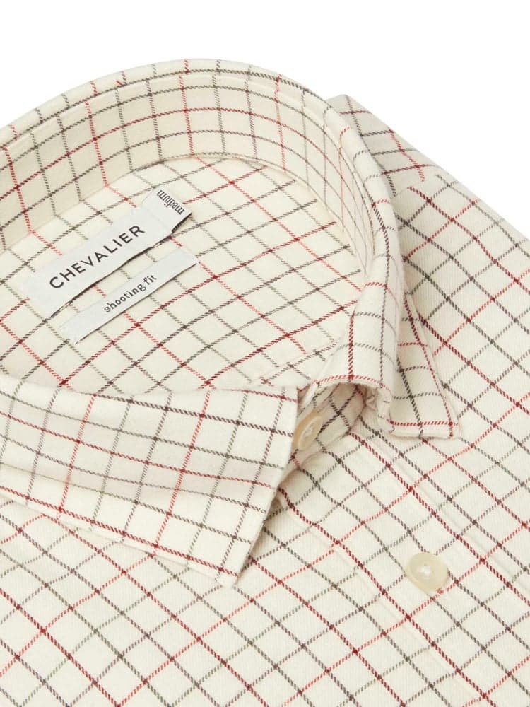 Redway Shooting Fit Wool Shirt Men Dark Red Tattersall, view: 2