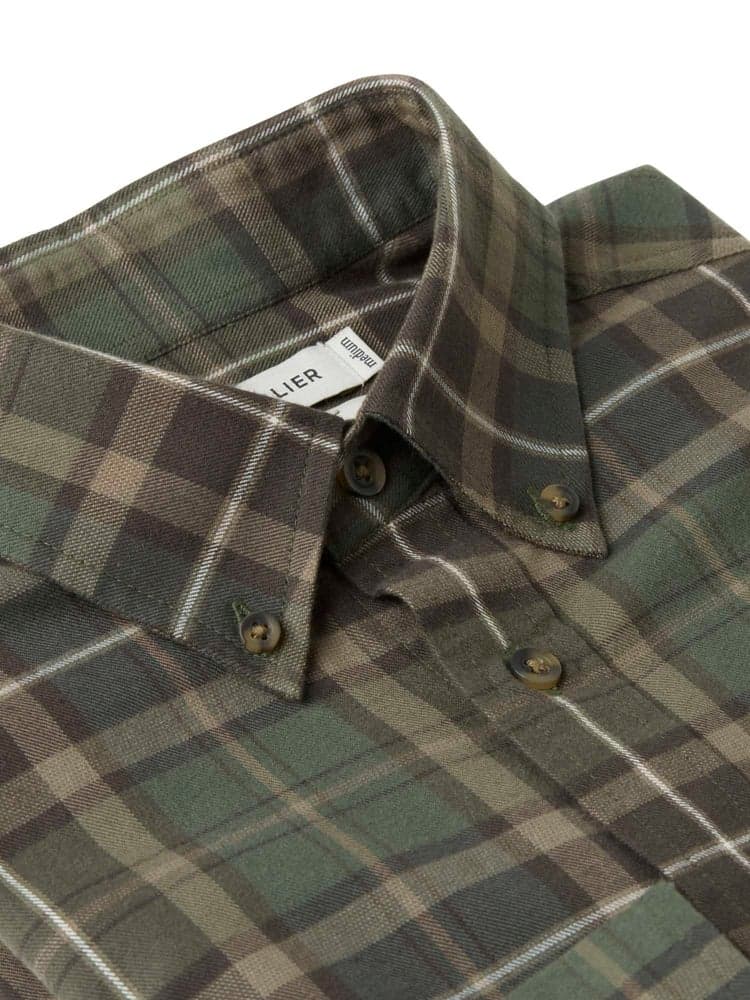Teal Light Flannel Shirt Men Hemlock Green Checked, view: 3