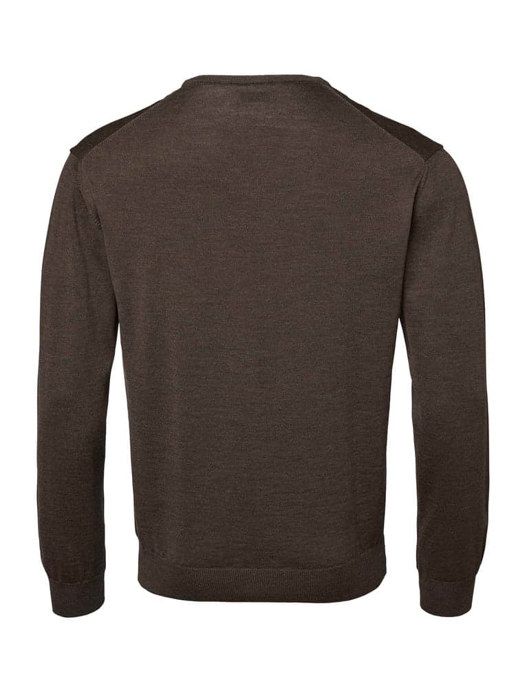 Aston V-Neck Merino Pullover Men Leather Brown, view: 2