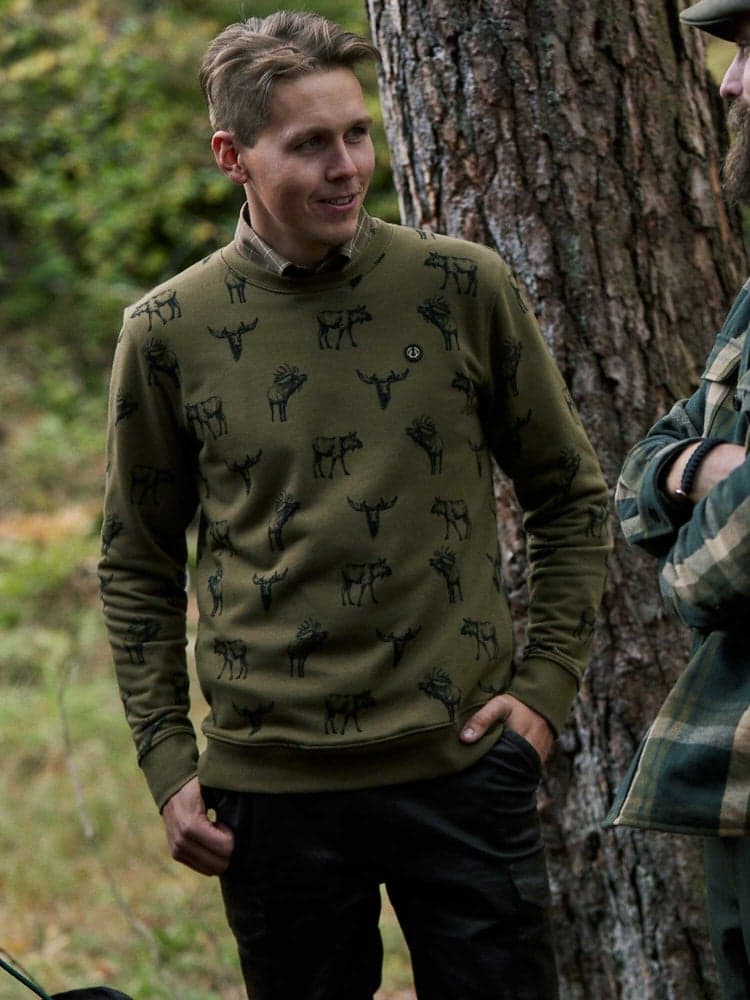 Moose Sweatshirt Men Forest Green Moose, view: 1