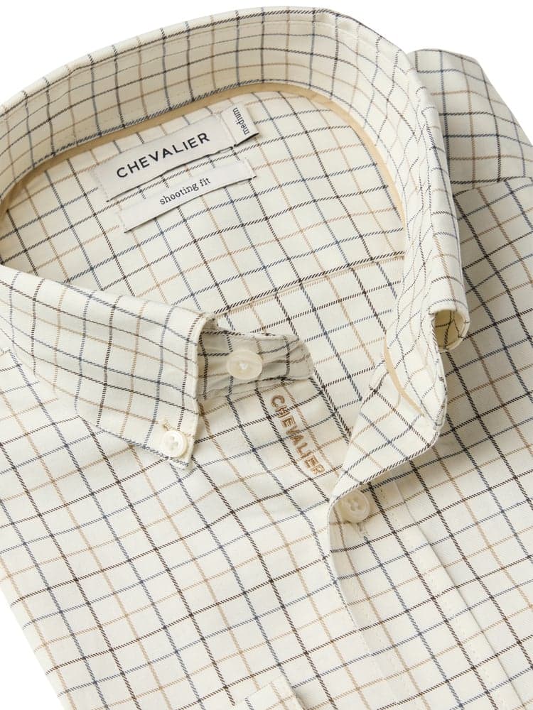 Baron Shooting Fit Stretch Shirt Men Stormy Blue Tattersall, view: 2