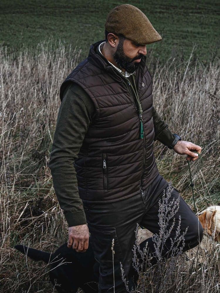 Quintin Padded Vest Men Leather Brown, view: 1