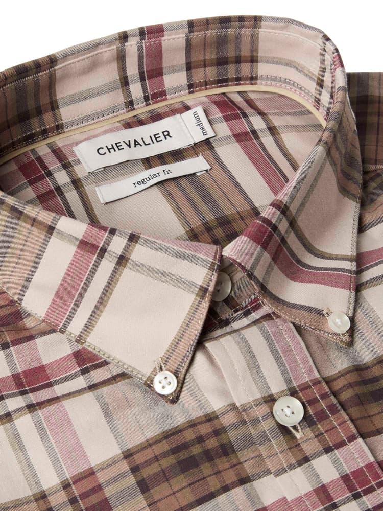 Betley Regular Fit Shirt Men Millet Brown Checked, view: 3